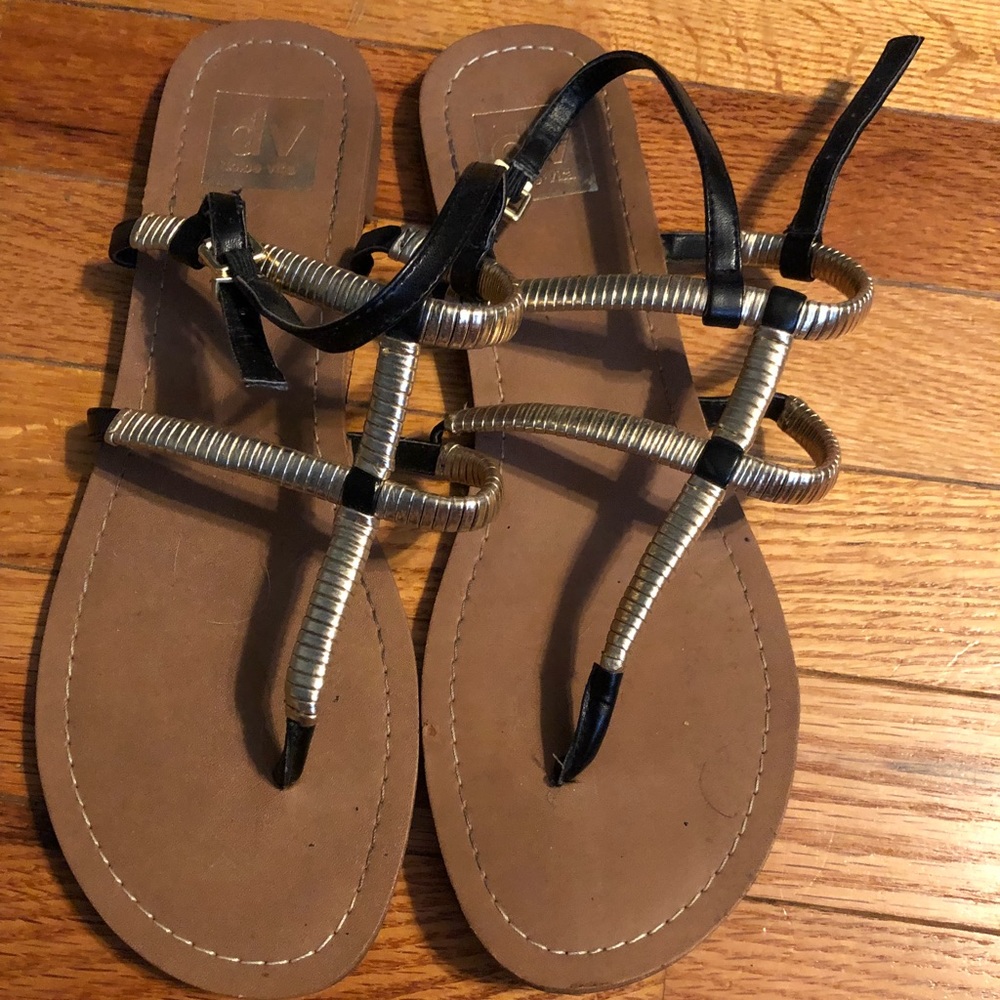 Sandals, gold and black